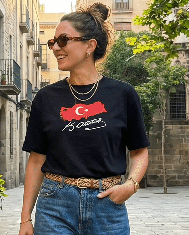 TURKUNIT Premium Damen Cropped Türkiye | K.Atatürk Signatur T-Shirt